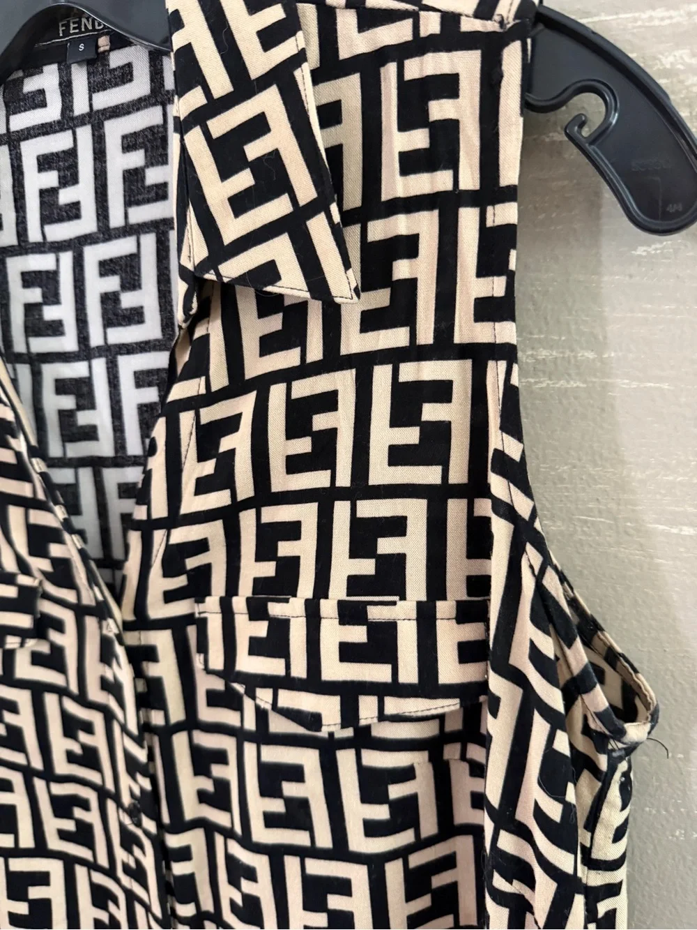 Authentic FENDI FF Zucca Monogram Sleeveless Shirt Dress — Size S